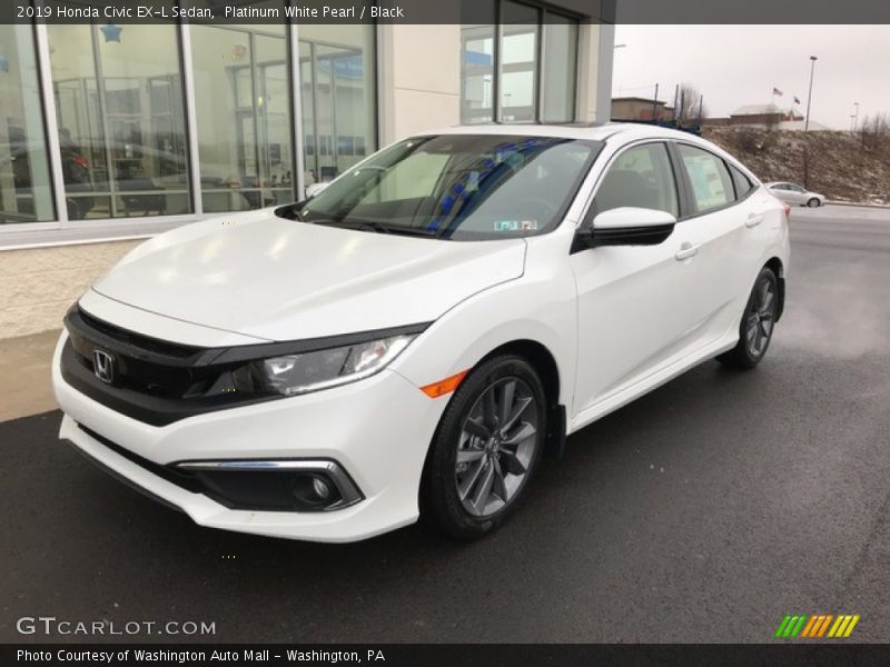 Platinum White Pearl / Black 2019 Honda Civic EX-L Sedan