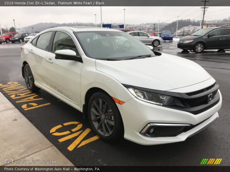 Platinum White Pearl / Black 2019 Honda Civic EX-L Sedan