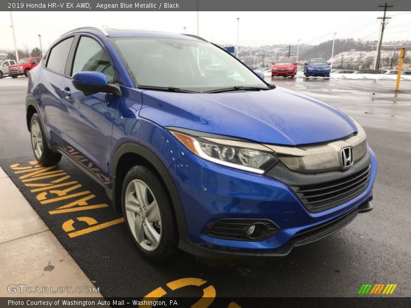 Aegean Blue Metallic / Black 2019 Honda HR-V EX AWD
