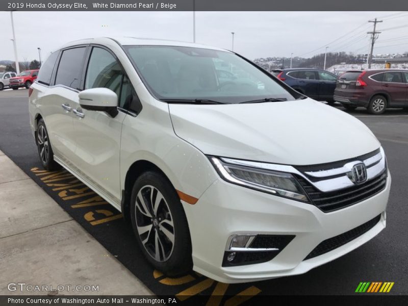 White Diamond Pearl / Beige 2019 Honda Odyssey Elite