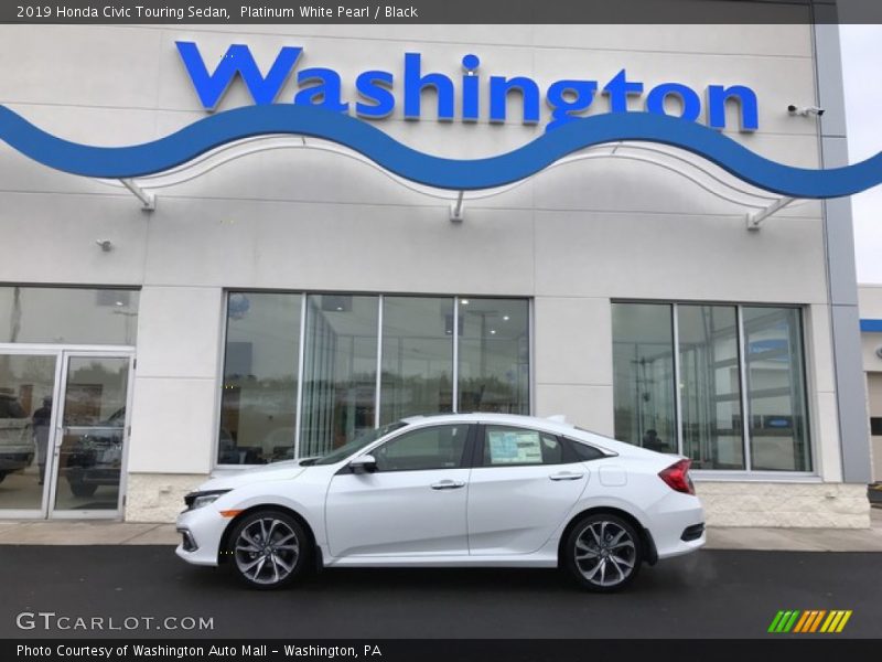Platinum White Pearl / Black 2019 Honda Civic Touring Sedan