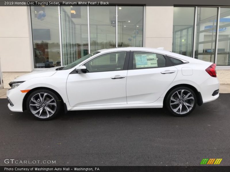 Platinum White Pearl / Black 2019 Honda Civic Touring Sedan