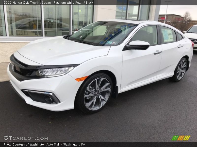 Platinum White Pearl / Black 2019 Honda Civic Touring Sedan