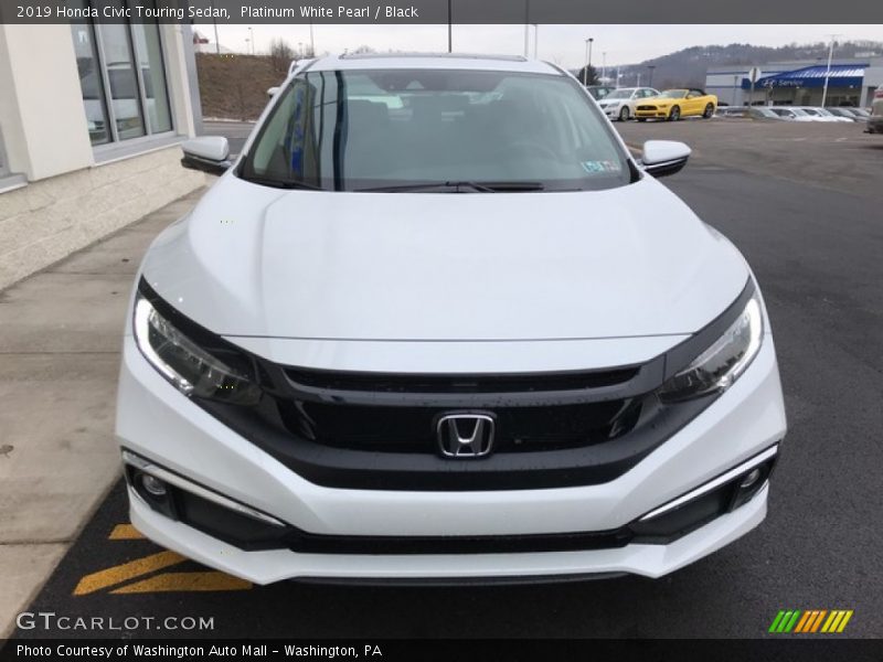 Platinum White Pearl / Black 2019 Honda Civic Touring Sedan