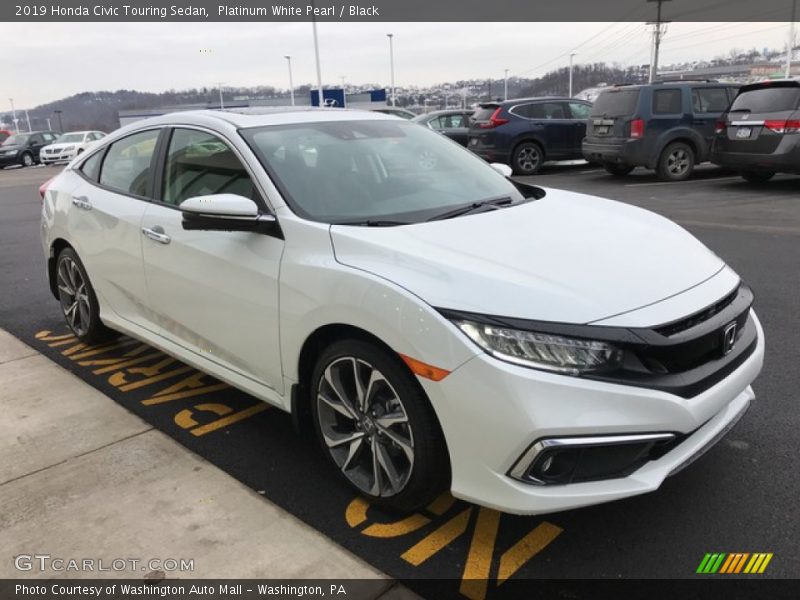 Platinum White Pearl / Black 2019 Honda Civic Touring Sedan