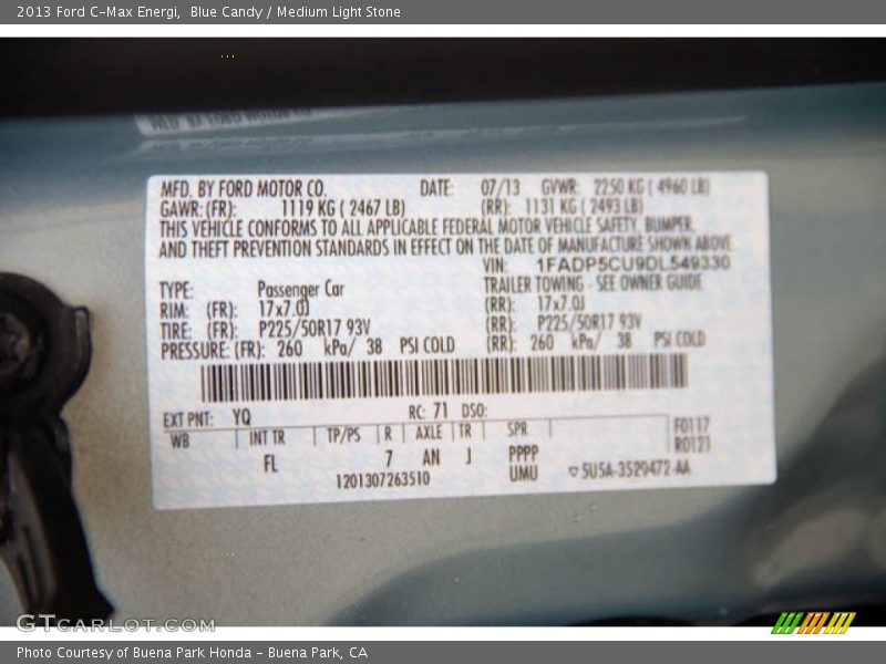 Blue Candy / Medium Light Stone 2013 Ford C-Max Energi