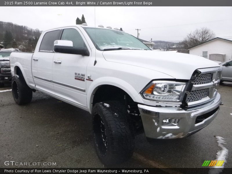 Bright White / Canyon Brown/Light Frost Beige 2015 Ram 2500 Laramie Crew Cab 4x4