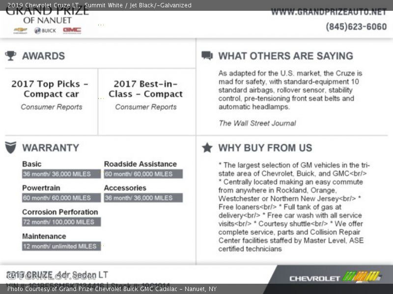 Summit White / Jet Black/­Galvanized 2019 Chevrolet Cruze LT