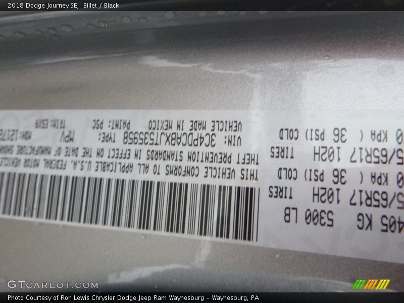 Billet / Black 2018 Dodge Journey SE