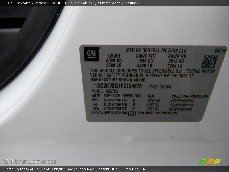 Summit White / Jet Black 2015 Chevrolet Silverado 2500HD LT Double Cab 4x4