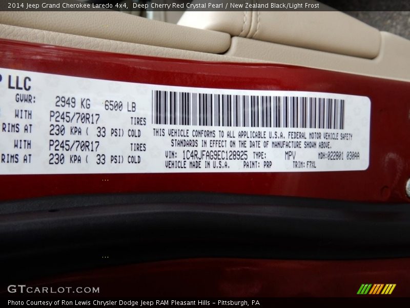 Deep Cherry Red Crystal Pearl / New Zealand Black/Light Frost 2014 Jeep Grand Cherokee Laredo 4x4