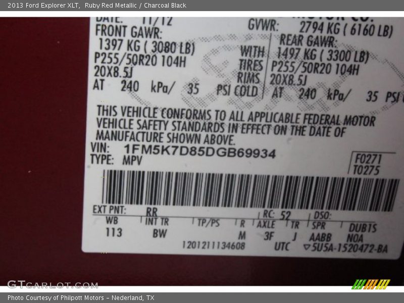 Ruby Red Metallic / Charcoal Black 2013 Ford Explorer XLT