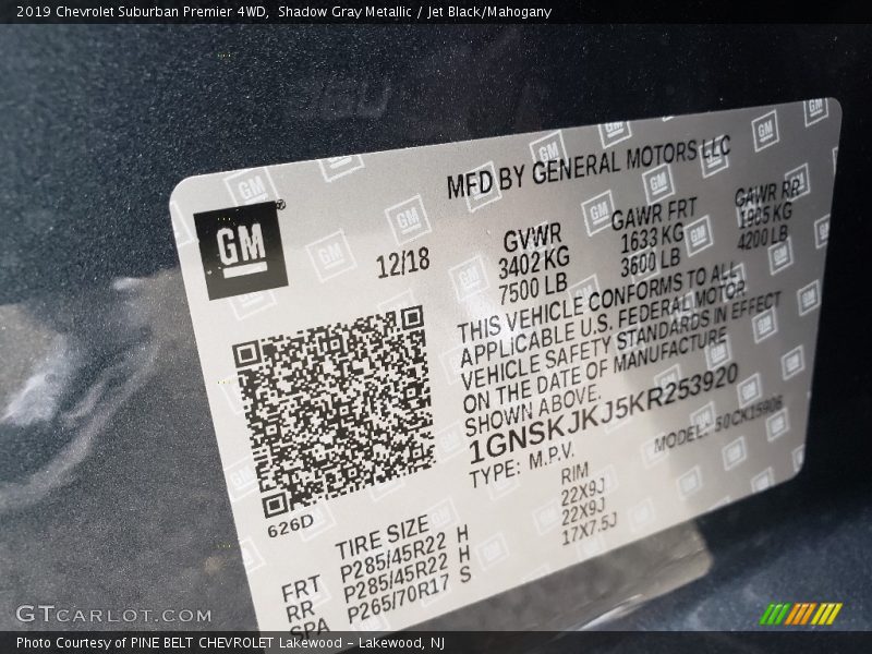 Shadow Gray Metallic / Jet Black/Mahogany 2019 Chevrolet Suburban Premier 4WD