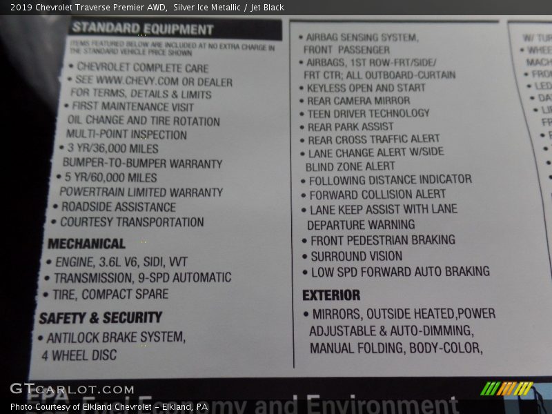 Silver Ice Metallic / Jet Black 2019 Chevrolet Traverse Premier AWD