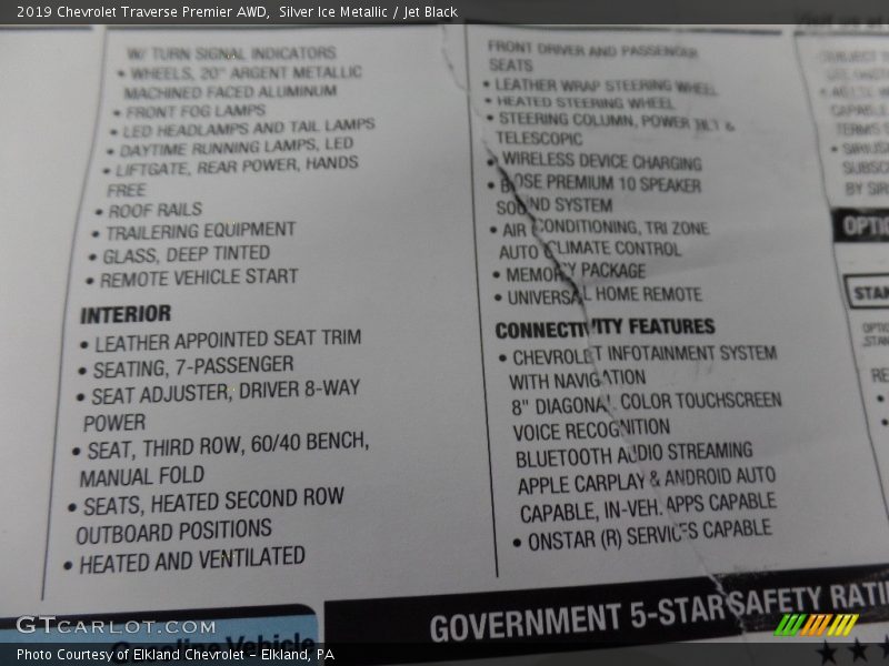Silver Ice Metallic / Jet Black 2019 Chevrolet Traverse Premier AWD