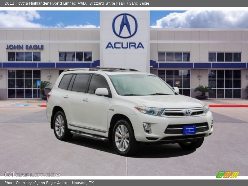 Blizzard White Pearl / Sand Beige 2012 Toyota Highlander Hybrid Limited 4WD