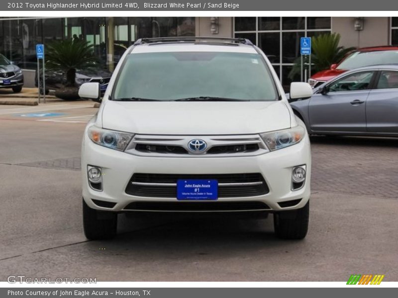Blizzard White Pearl / Sand Beige 2012 Toyota Highlander Hybrid Limited 4WD