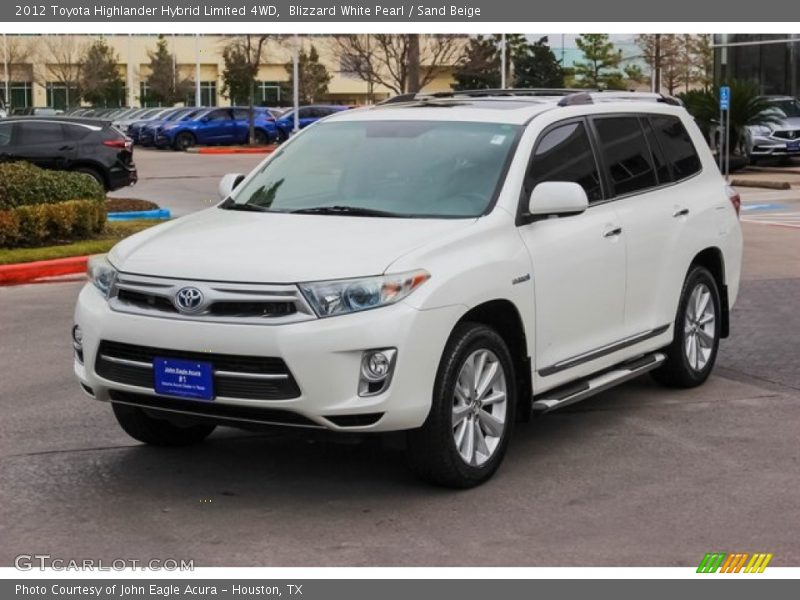 Blizzard White Pearl / Sand Beige 2012 Toyota Highlander Hybrid Limited 4WD