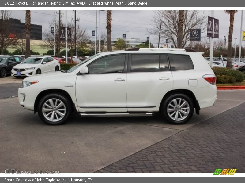Blizzard White Pearl / Sand Beige 2012 Toyota Highlander Hybrid Limited 4WD