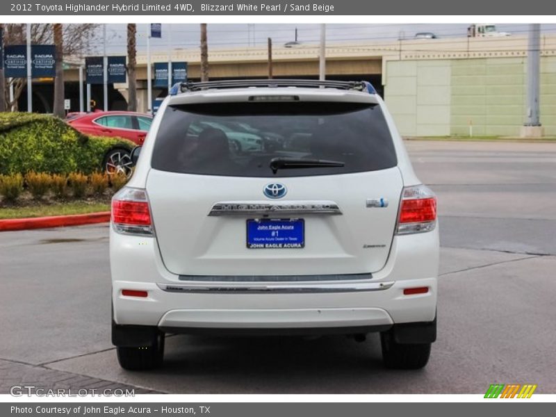 Blizzard White Pearl / Sand Beige 2012 Toyota Highlander Hybrid Limited 4WD