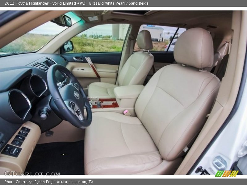 Blizzard White Pearl / Sand Beige 2012 Toyota Highlander Hybrid Limited 4WD
