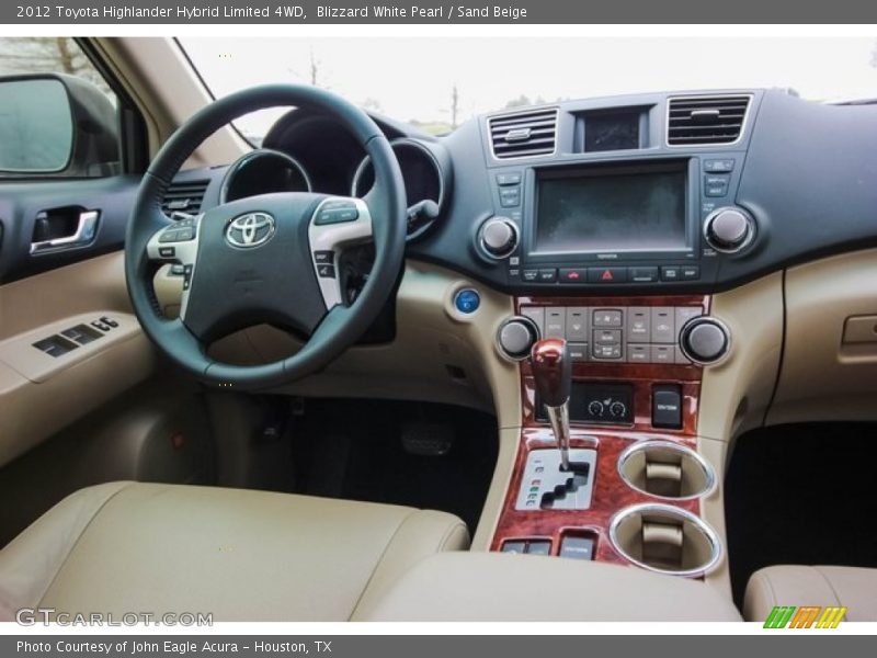 Blizzard White Pearl / Sand Beige 2012 Toyota Highlander Hybrid Limited 4WD