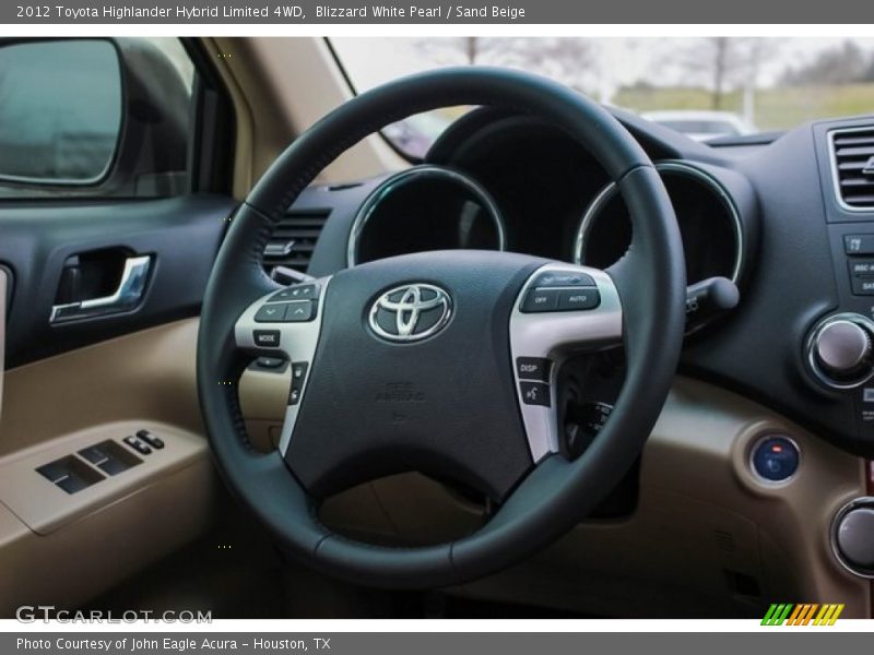 Blizzard White Pearl / Sand Beige 2012 Toyota Highlander Hybrid Limited 4WD