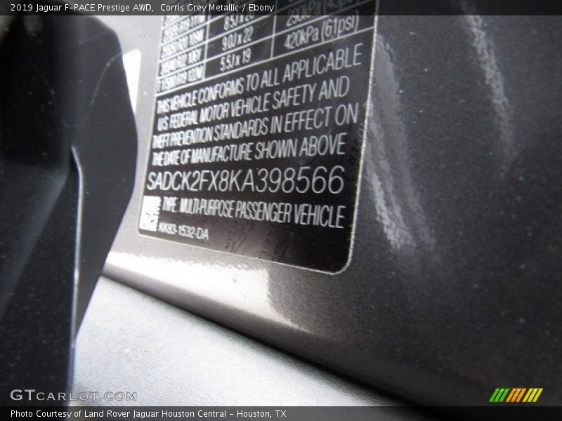 Corris Grey Metallic / Ebony 2019 Jaguar F-PACE Prestige AWD