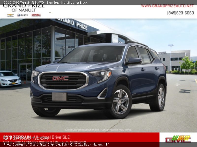 Blue Steel Metallic / Jet Black 2019 GMC Terrain SLE AWD