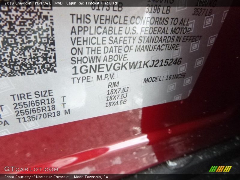 Cajun Red Tintcoat / Jet Black 2019 Chevrolet Traverse LT AWD