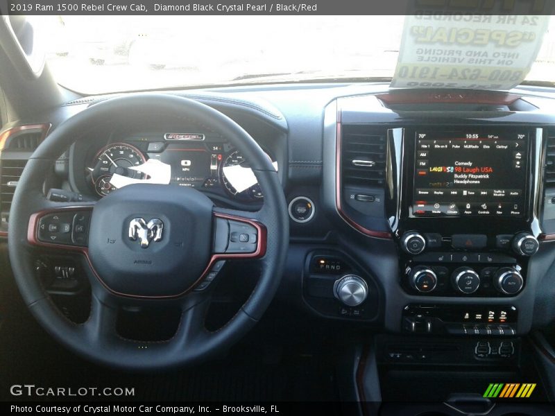 Diamond Black Crystal Pearl / Black/Red 2019 Ram 1500 Rebel Crew Cab
