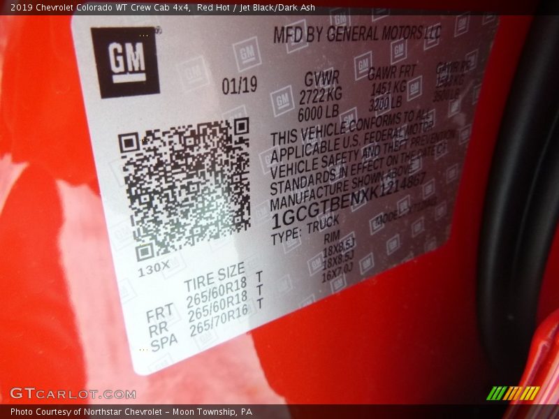 Red Hot / Jet Black/Dark Ash 2019 Chevrolet Colorado WT Crew Cab 4x4