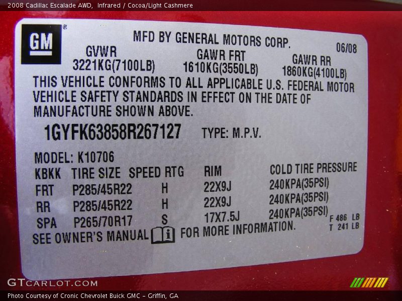 Infrared / Cocoa/Light Cashmere 2008 Cadillac Escalade AWD