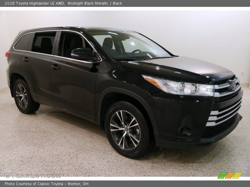Midnight Black Metallic / Black 2018 Toyota Highlander LE AWD