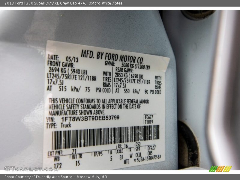 Oxford White / Steel 2013 Ford F350 Super Duty XL Crew Cab 4x4