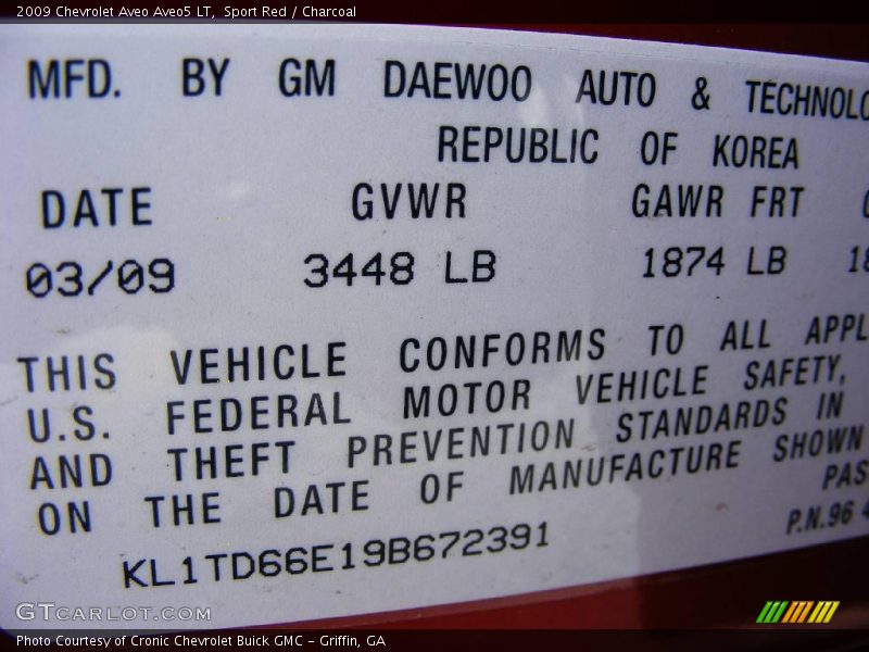 Sport Red / Charcoal 2009 Chevrolet Aveo Aveo5 LT