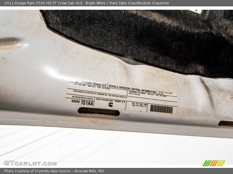Bright White / Dark Slate Gray/Medium Graystone 2011 Dodge Ram 3500 HD ST Crew Cab 4x4