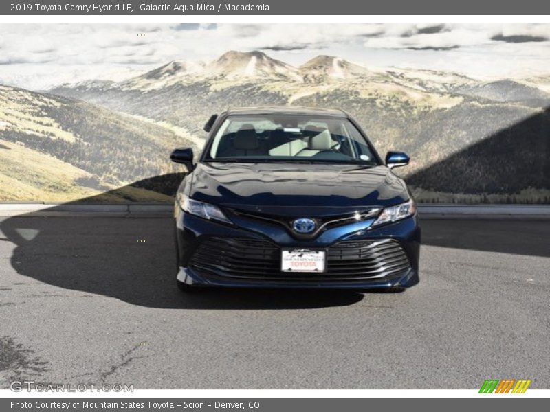 Galactic Aqua Mica / Macadamia 2019 Toyota Camry Hybrid LE