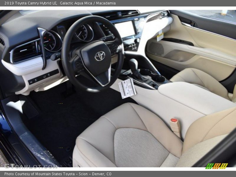 Galactic Aqua Mica / Macadamia 2019 Toyota Camry Hybrid LE