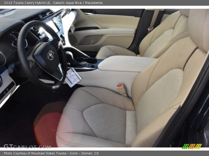 Galactic Aqua Mica / Macadamia 2019 Toyota Camry Hybrid LE