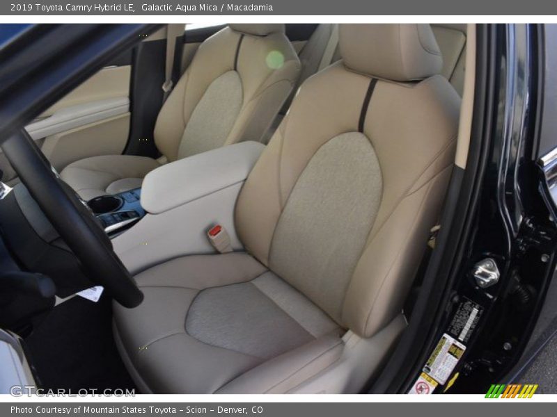 Galactic Aqua Mica / Macadamia 2019 Toyota Camry Hybrid LE