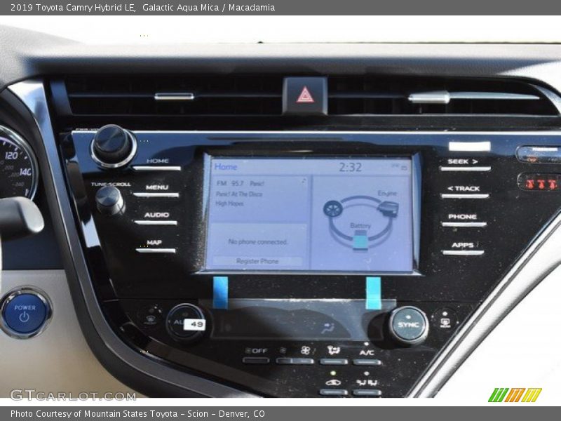 Galactic Aqua Mica / Macadamia 2019 Toyota Camry Hybrid LE