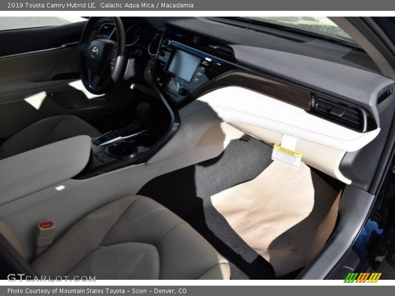 Galactic Aqua Mica / Macadamia 2019 Toyota Camry Hybrid LE