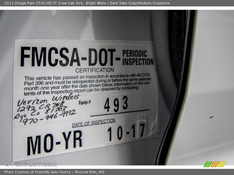 Bright White / Dark Slate Gray/Medium Graystone 2011 Dodge Ram 3500 HD ST Crew Cab 4x4