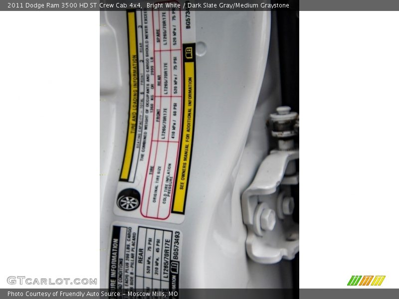 Bright White / Dark Slate Gray/Medium Graystone 2011 Dodge Ram 3500 HD ST Crew Cab 4x4