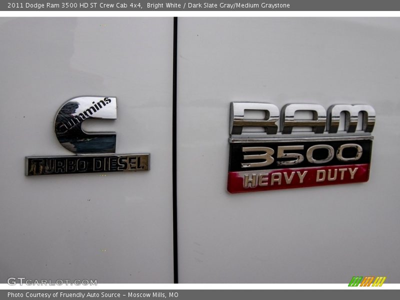 Bright White / Dark Slate Gray/Medium Graystone 2011 Dodge Ram 3500 HD ST Crew Cab 4x4
