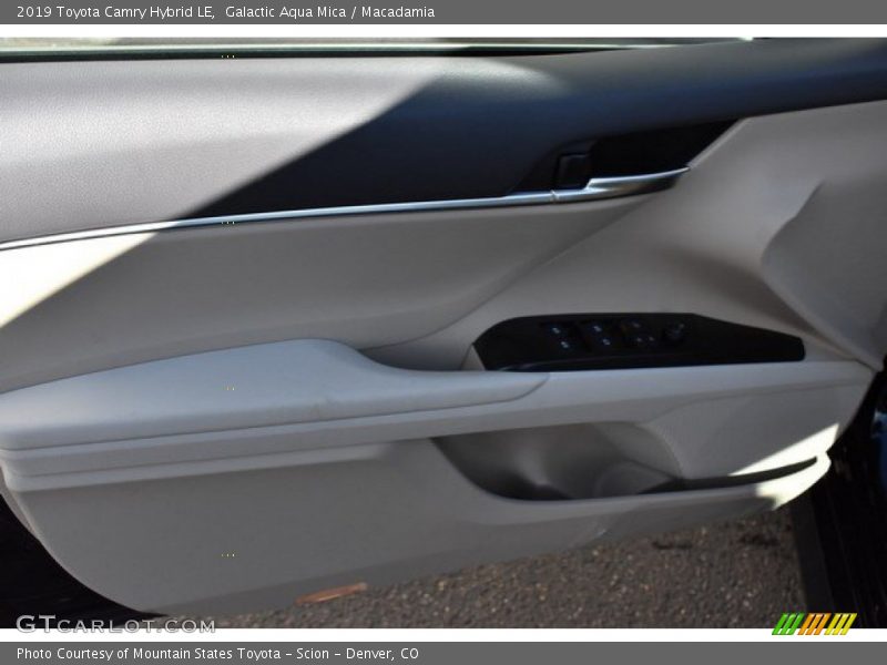 Galactic Aqua Mica / Macadamia 2019 Toyota Camry Hybrid LE
