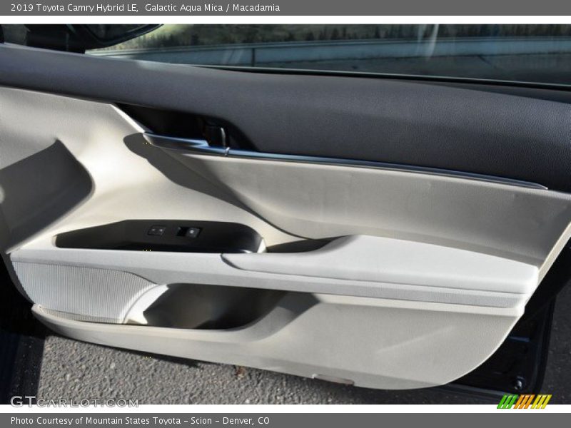 Galactic Aqua Mica / Macadamia 2019 Toyota Camry Hybrid LE