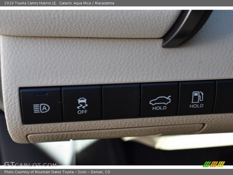 Galactic Aqua Mica / Macadamia 2019 Toyota Camry Hybrid LE