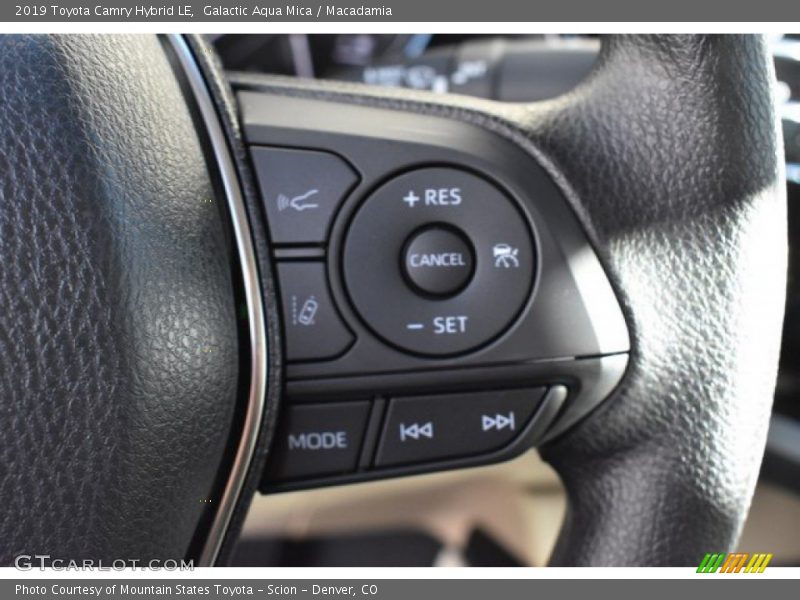 Galactic Aqua Mica / Macadamia 2019 Toyota Camry Hybrid LE